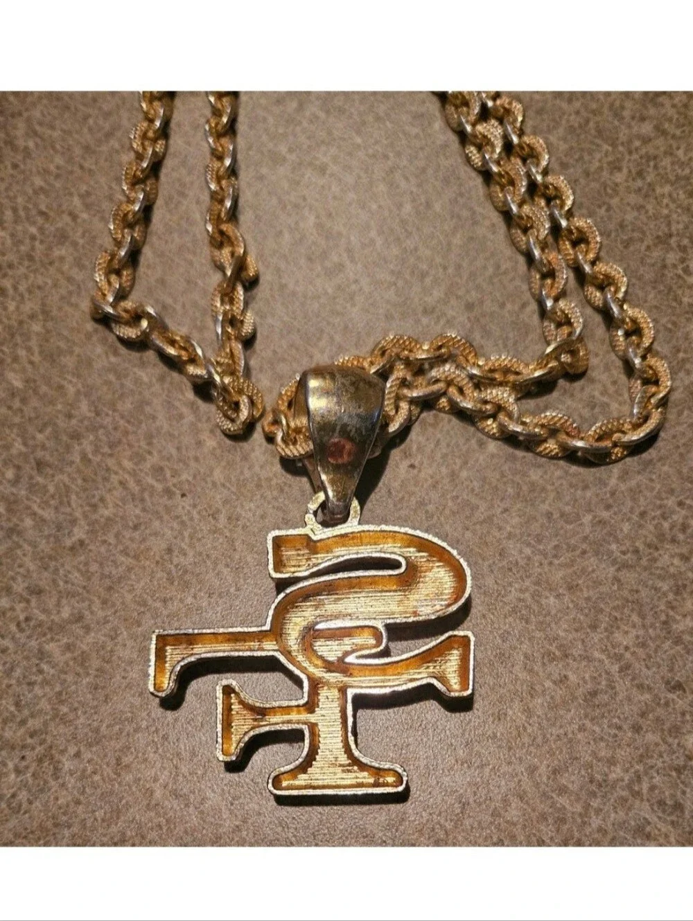 San Francisco Long Metal Chain Gold Color Used 16 inch Fashion Jewelry
